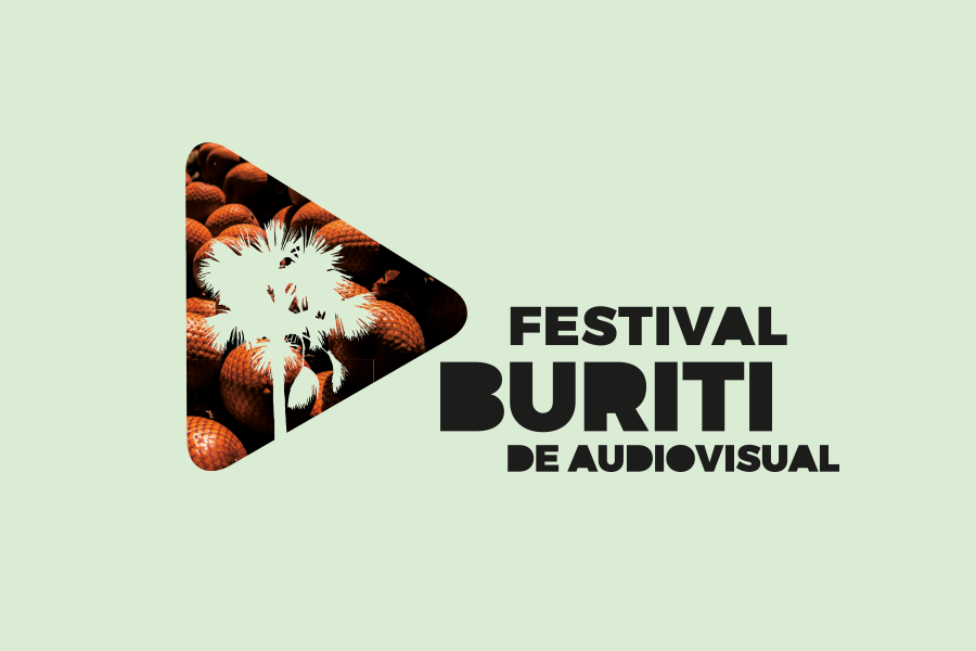 Arte em fundo verde com a marca do Festival Buriti de Audiovisual