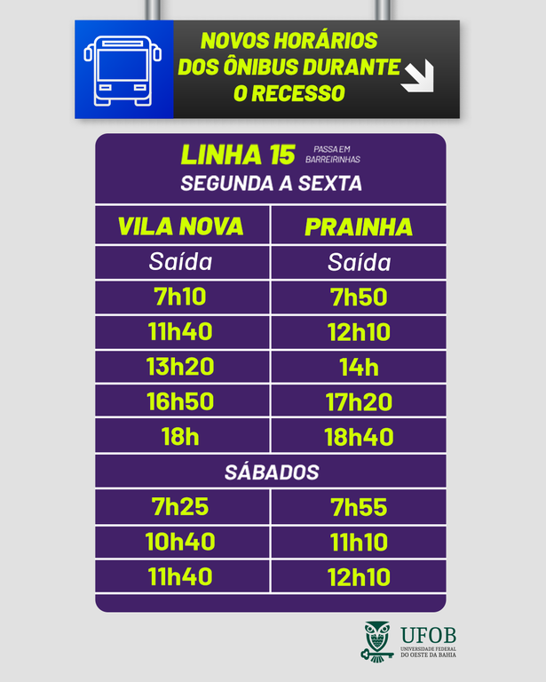 Horários recesso 2025.1