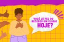 Arte em fundo amarelo e rosa com figura de mulher negra e o texto "Você já fez ou recebeu um elogio hoje?"