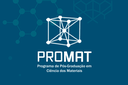 Arte em fundo azul com a marca do Programa de Pós-Graduação em Ciência dos Materiais