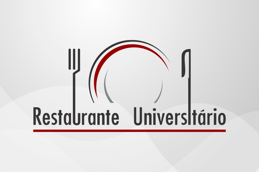 Arte em fundo branco com marca do Restaurante Universitário da UFOB