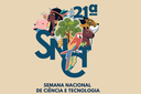 Arte com fundo bege e marca da 21º Semana Nacional de Ciência e Tecnologia (SNCT)  2024