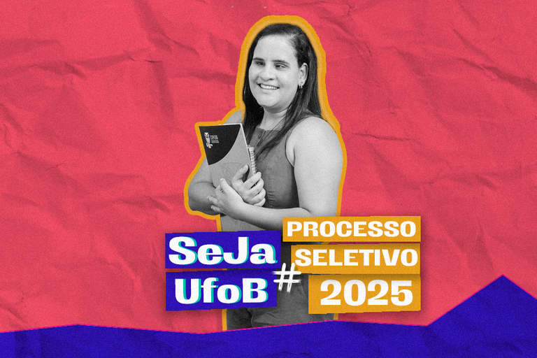  Arte em fundo vermelho com foto de estudante cega e texto Edital de Ações Afirmativas