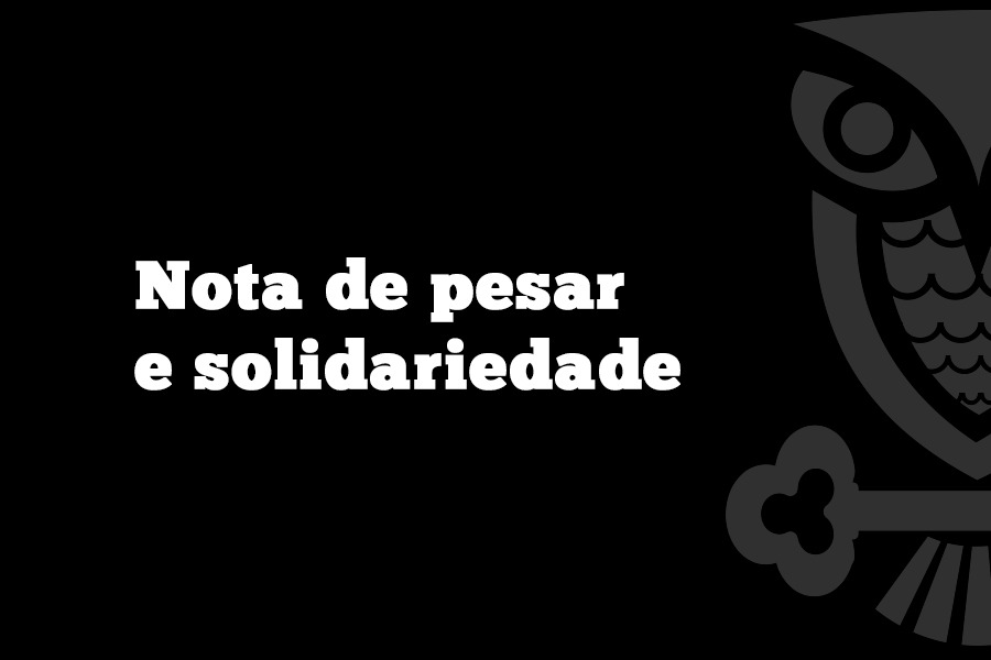 Imagem em fundo preto com texto "Nota de Pesar e solidariedade"