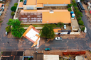 Imagem aérea do Campus da UFOB de LEM após fortes chuvas levarem telhado do do Pavilhão de Aulas 1
