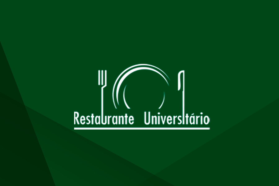 Arte em fundo verde com a marca do Restaurante Universitário da UFOB