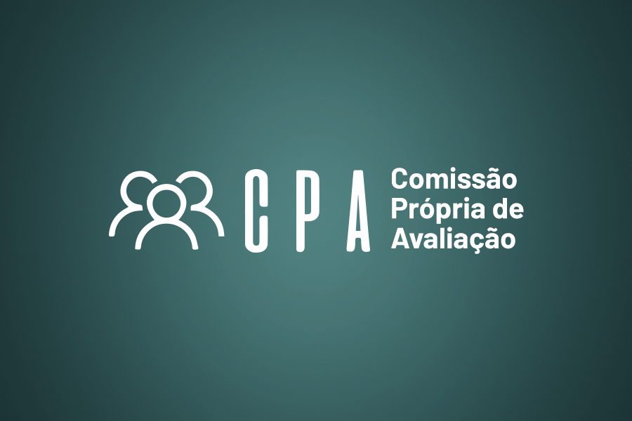 Arte em fundo verde com a marca da CPA (Comissão Própria de Avaliação)