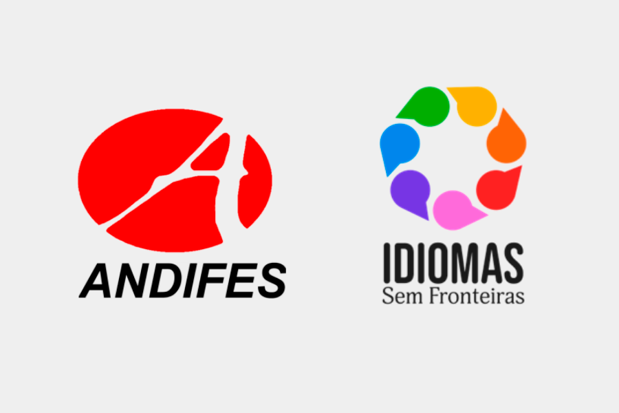 Arte em fundo bege com marca da Andifes e Idiomas Sem Fronteiras