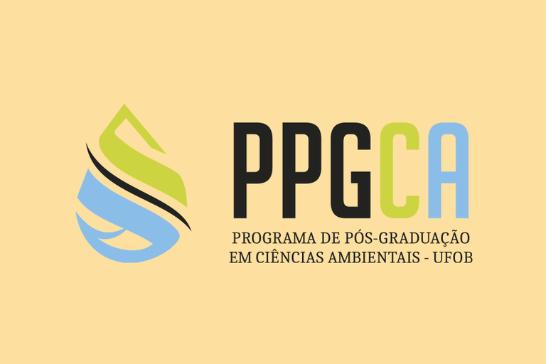 Arte em fundo bege com marca do Programa de Pós-Graduaação em Ciências Ambientais