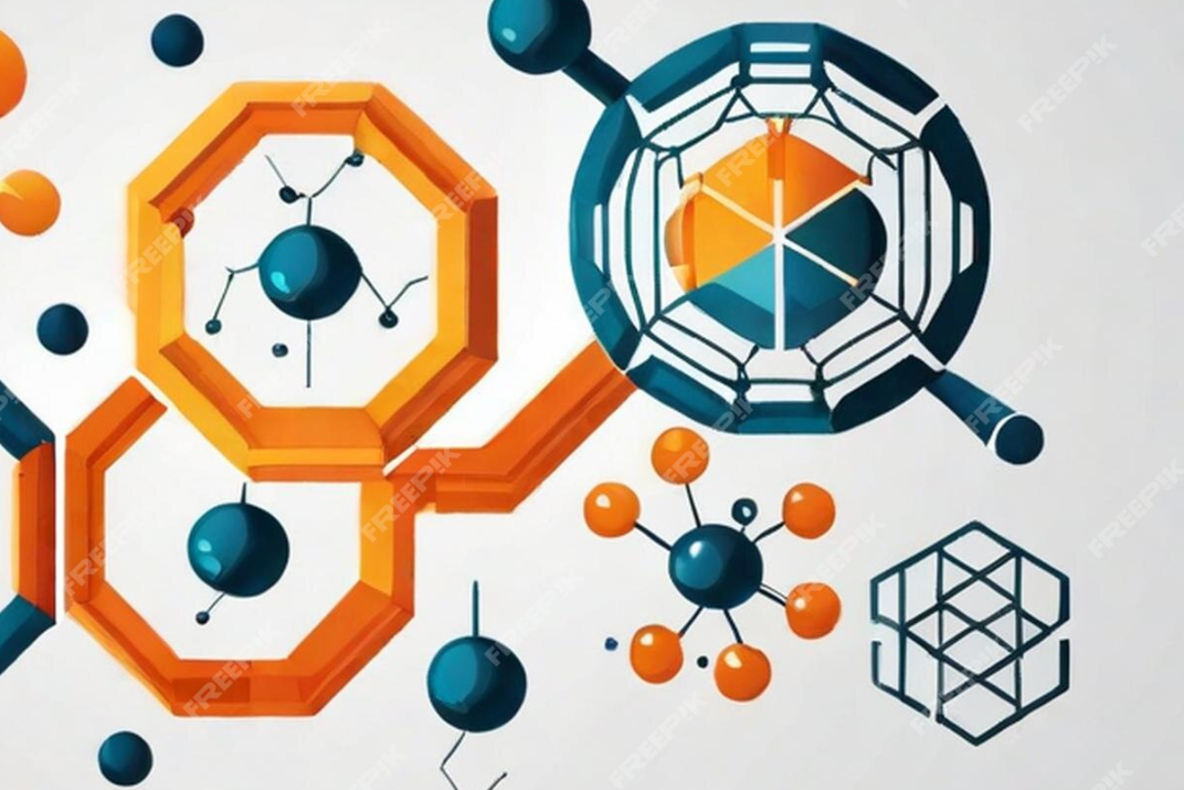 Imagem com símbolos de Bioquímica e biologia molecular