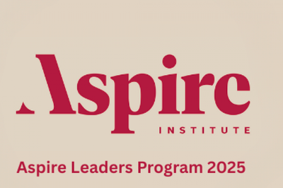 Arteem fundo bege com o título "Aspire Institute | Aspire Leaders Program 2025"